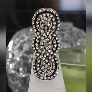 Glam Boho Crystal Triple-Circle Statement Ring - Bronze Tone